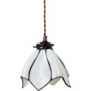 Clayre & Eef 5LL-6223 Hanging Lamp Tiffany Ø 18x115 cm E14-max 1x25W White - Brown