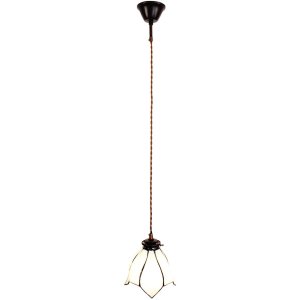 Clayre & Eef 5LL-6223 Hanging Lamp Tiffany Ø 18x115 cm E14-max 1x25W White - Brown