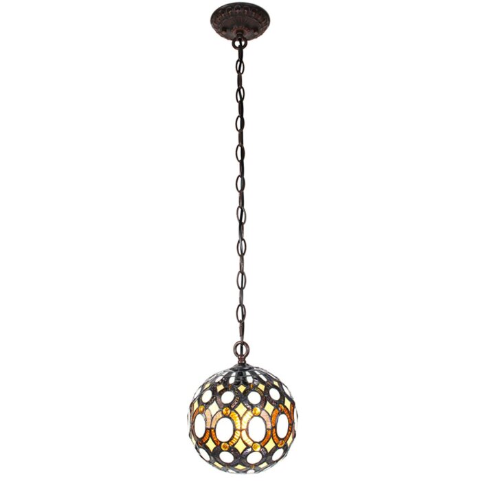 Clayre & Eef 5LL-6270 Hanging Lamp Tiffany Ø 20x116 cm E14-max 1x25W Yellow