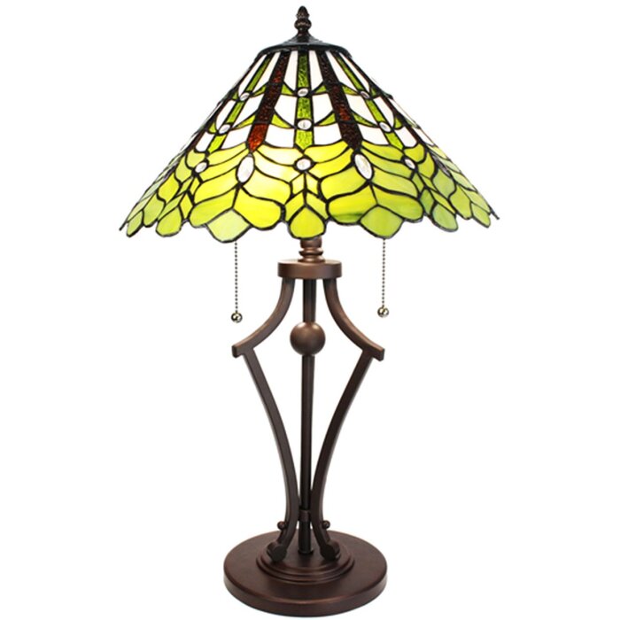 Clayre & Eef 5LL-6279 Table Lamp Tiffany Ø 41x62 cm E27-max 2x60W Green - White