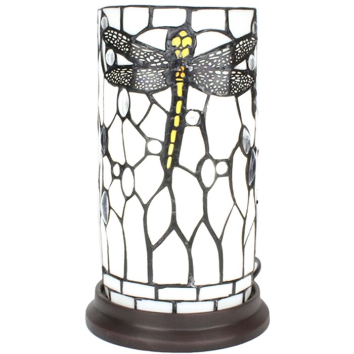 Clayre & Eef 5LL-6302 Table Lamp Tiffany Ø 15x26 cm E14-max 1x40W White - Grey