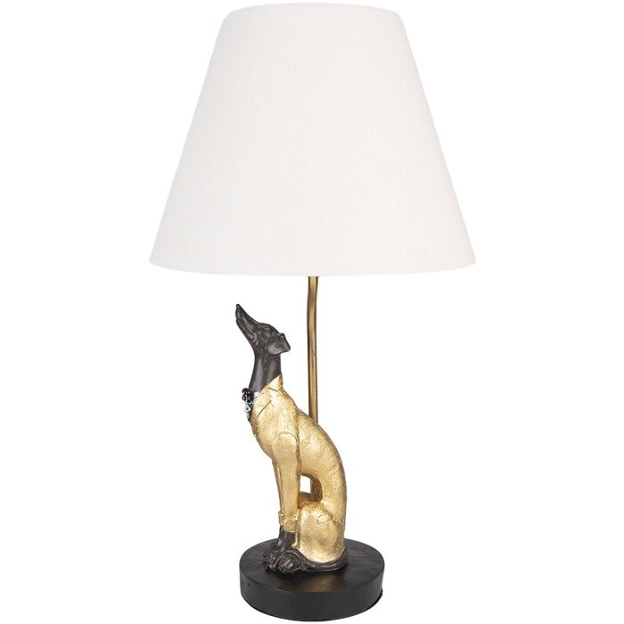 Clayre & Eef 5LMC0020 Table Lamp Dog Ø 30x56 cm E27-max 1x60W Gold Coloured