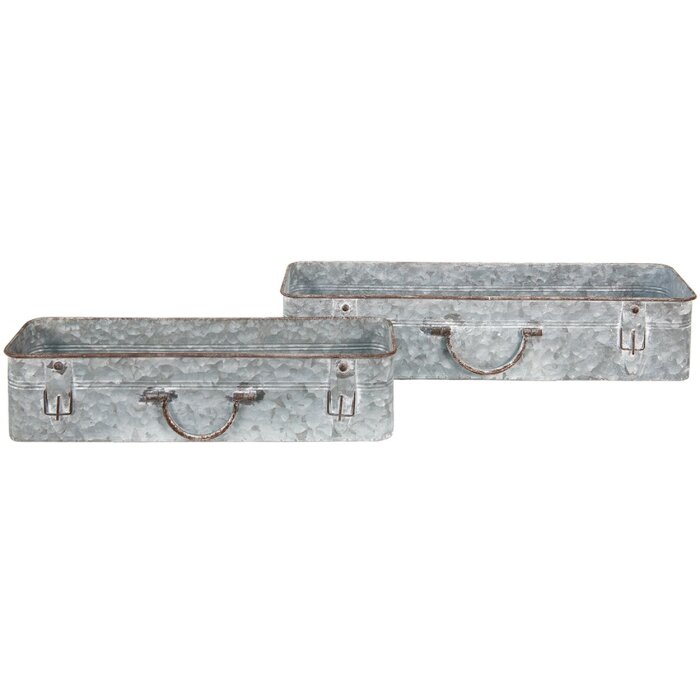 Clayre & Eef 5Y1074 Plant Holder (2 pieces) 61x16x12 - 50x13x11 cm Grey