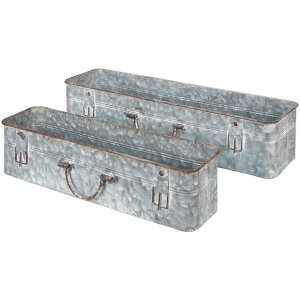 Clayre & Eef 5Y1074 Plant Holder (2 pieces) 61x16x12 - 50x13x11 cm Grey