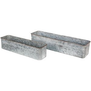 Clayre & Eef 5Y1074 Plant Holder (2 pieces) 61x16x12 - 50x13x11 cm Grey