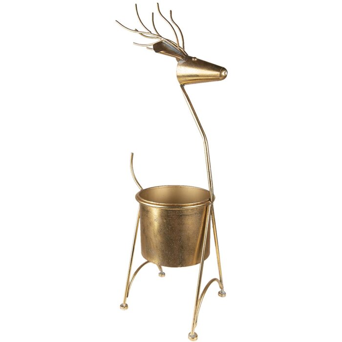 Clayre & Eef 5Y1090 Decoration Flower Pot Deer 29x22x78 cm Gold Coloured