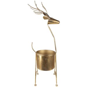 Clayre & Eef 5Y1090 Decoration Flower Pot Deer 29x22x78 cm Gold Coloured