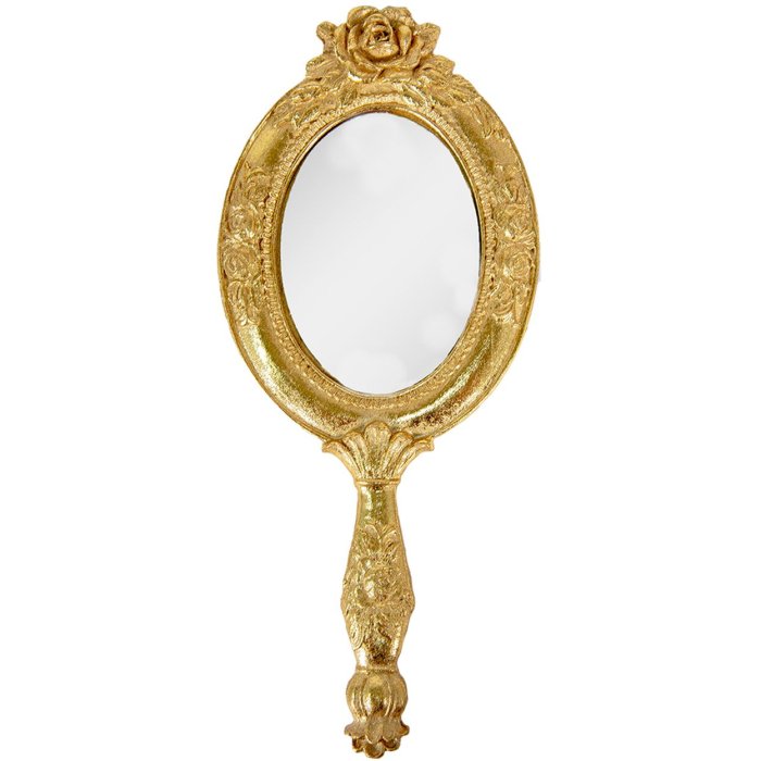 Clayre & Eef 62S262 Hand Mirror 10x1x25 cm Gold Coloured