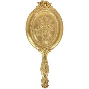 Clayre & Eef 62S262 Hand Mirror 10x1x25 cm Gold Coloured