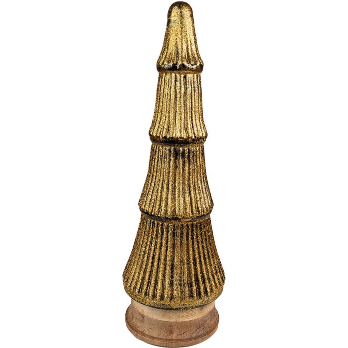 Clayre & Eef 65128 Christmas Tree Ø 15x44 cm Gold Coloured