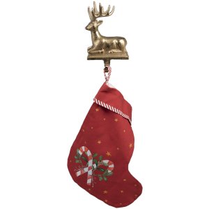 Clayre & Eef 6AL0069 Christmas Stocking Holder Reindeer 13x8x20 cm Gold Coloured