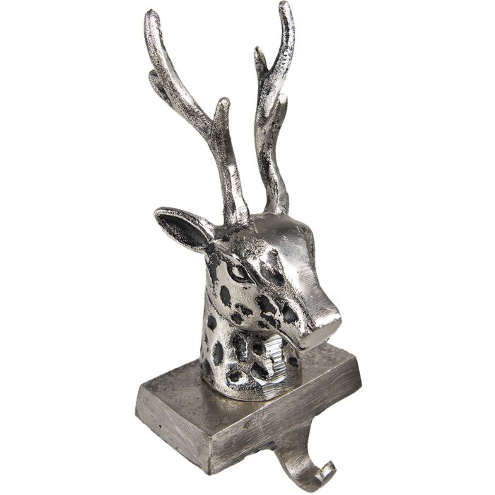 Clayre & Eef 6AL0070 Christmas Stocking Holder Reindeer 12x7x28 cm Silver-tone