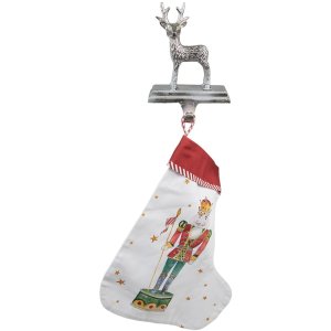 Clayre & Eef 6AL0071 Christmas Stocking Holder Reindeer 15x9x21 cm Silver Colour Hook