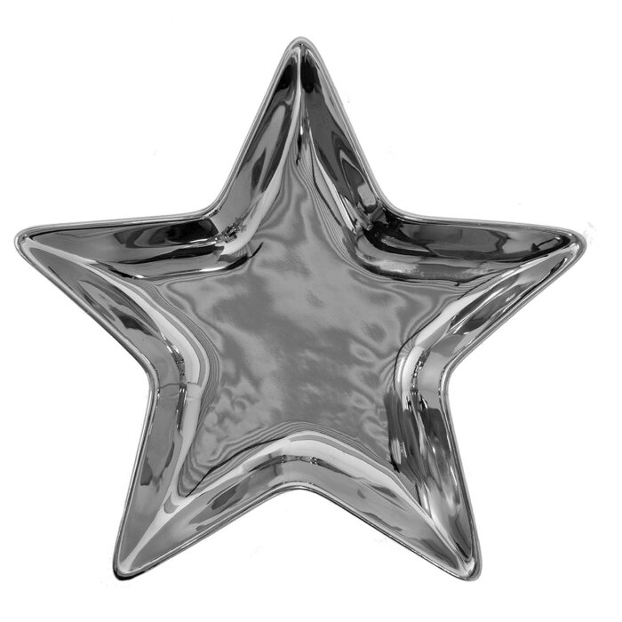 Clayre & Eef 6CE1465 Bowl 20x19x2 cm Silver Coloured Decorative Bowl Star