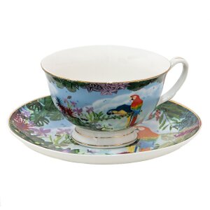 Clayre & Eef 6CE1475 Coffee Cup and Saucer 12x10x6 cm - Ø 15x2 cm - 200 ml