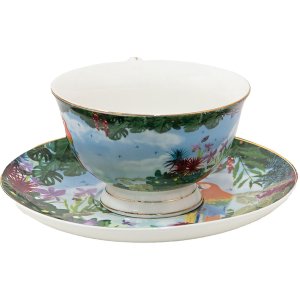 Clayre & Eef 6CE1475 Coffee Cup and Saucer 12x10x6 cm - Ø 15x2 cm - 200 ml