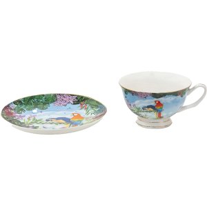 Clayre & Eef 6CE1475 Coffee Cup and Saucer 12x10x6 cm - Ø 15x2 cm - 200 ml