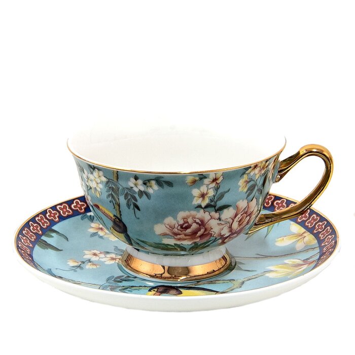 Clayre & Eef 6CE1476 Coffee Cup and Saucer 12x10x6 cm - Ø 15x2 cm - 200 ml