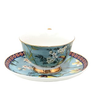 Clayre & Eef 6CE1476 Coffee Cup and Saucer 12x10x6 cm - Ø 15x2 cm - 200 ml