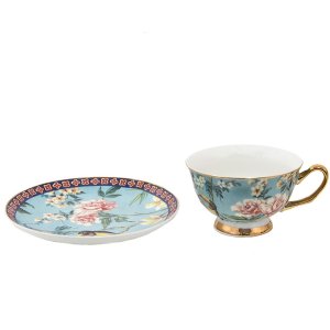 Clayre & Eef 6CE1476 Coffee Cup and Saucer 12x10x6 cm - Ø 15x2 cm - 200 ml