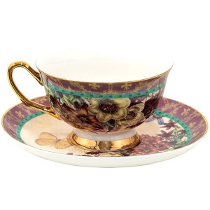 Clayre & Eef 6CE1478 Coffee Cup and Saucer 12x10x6 cm - Ø 15x2 cm - 200 ml