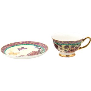 Clayre & Eef 6CE1478 Coffee Cup and Saucer 12x10x6 cm - Ø 15x2 cm - 200 ml