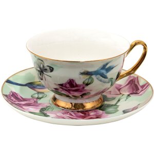 Clayre & Eef 6CE1479 Coffee Cup and Saucer 12x10x6 cm - Ø 15x2 cm - 200 ml