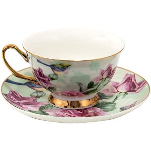 Clayre & Eef 6CE1479 Coffee Cup and Saucer 12x10x6 cm - Ø 15x2 cm - 200 ml