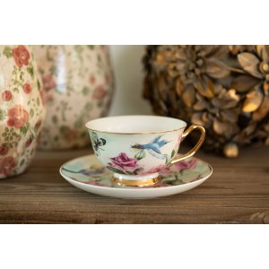 Clayre & Eef 6CE1479 Coffee Cup and Saucer 12x10x6 cm - Ø 15x2 cm - 200 ml