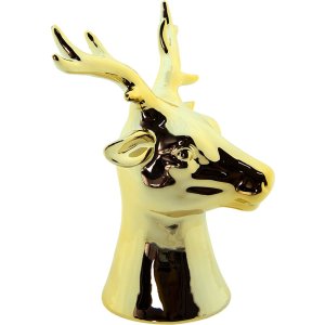 Clayre & Eef 6CE1501 Decoration Reindeer 15x12x19 cm Gold Coloured