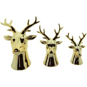 Clayre & Eef 6CE1501 Decoration Reindeer 15x12x19 cm Gold Coloured