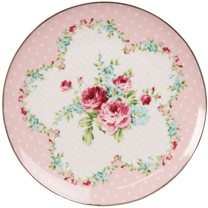 Clayre & Eef 6CEDP0127 Small Plate Ø 21x2 cm Pink Breakfast Plate