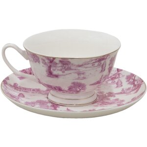 Clayre & Eef Coffee Cup and Saucer 12x10x6 cm - Ø 15x2 cm - 250 ml