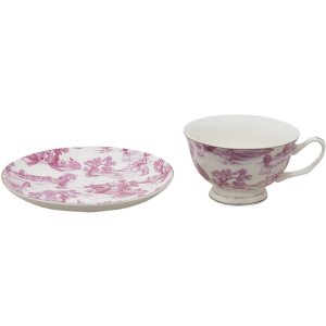 Clayre & Eef Coffee Cup and Saucer 12x10x6 cm - Ø 15x2 cm - 250 ml