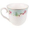 Clayre & Eef 6CEKS0128 Coffee Cup and Saucer Ø 15x8 - 250 ml White - Green