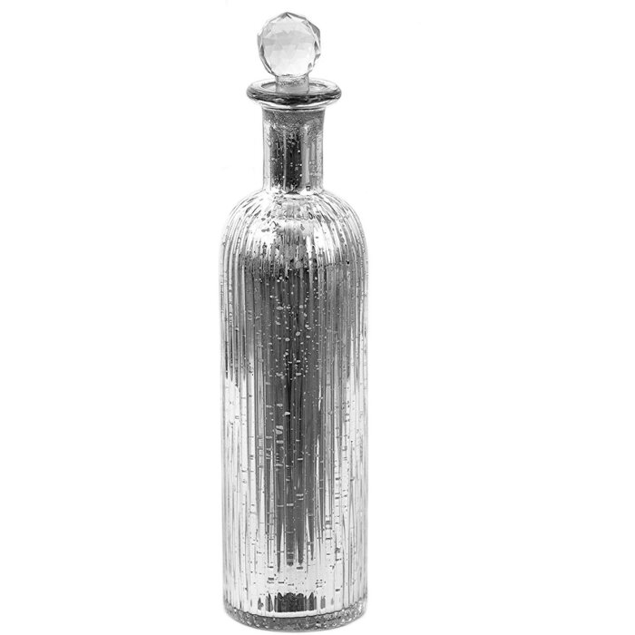 Clayre & Eef 6GL3566 Bottle with Cap Ø 7x31 cm Silver-coloured