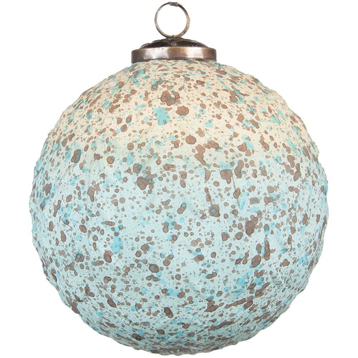 Clayre & Eef 6GL3721 Christmas Ball Ø 15x15 cm Turquoise Christmas Ball XL