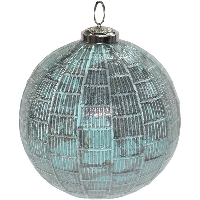 Clayre & Eef 6GL3743 Christmas Ball Ø 12x12 cm Turquoise Christmas Ball