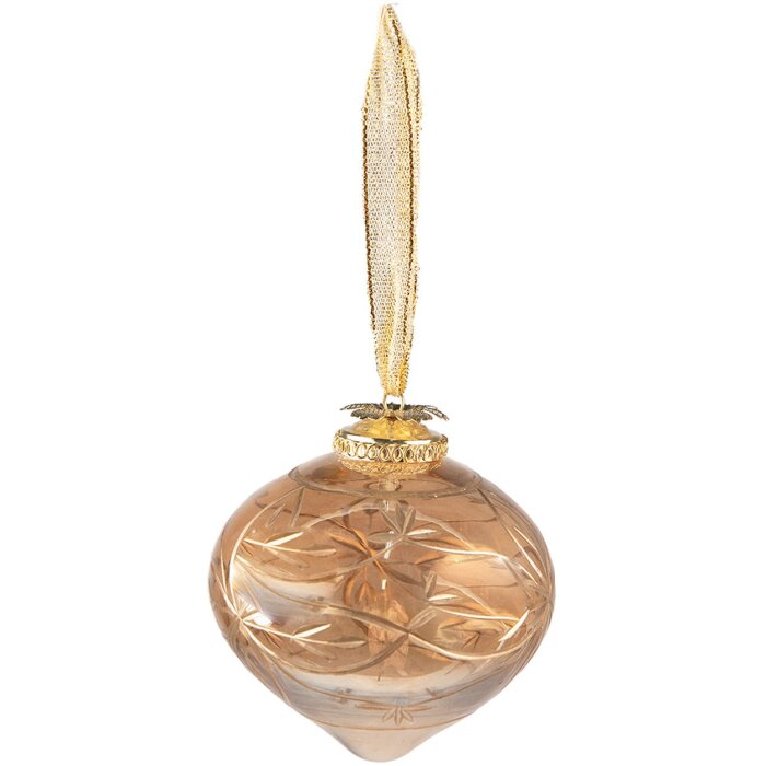 Clayre & Eef 6GL3819 Christmas Bauble Ø 8x9 cm Gold Coloured Christmas Bauble