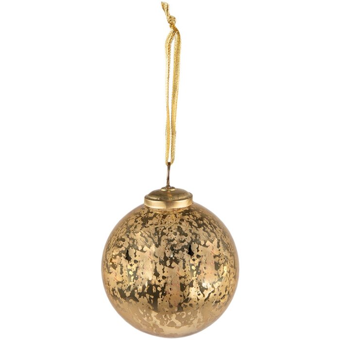 Clayre & Eef 6GL3830 Christmas Bauble Ø 9x10 cm Gold Coloured Christmas Bauble