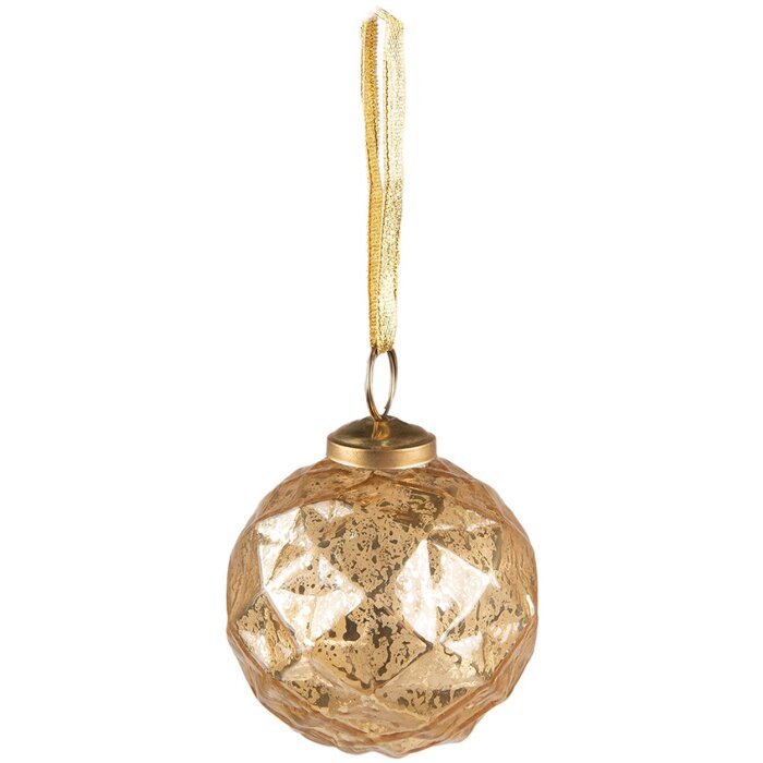 Clayre & Eef 6GL3831 Christmas Bauble Ø 7x7 cm Gold Coloured Christmas Bauble