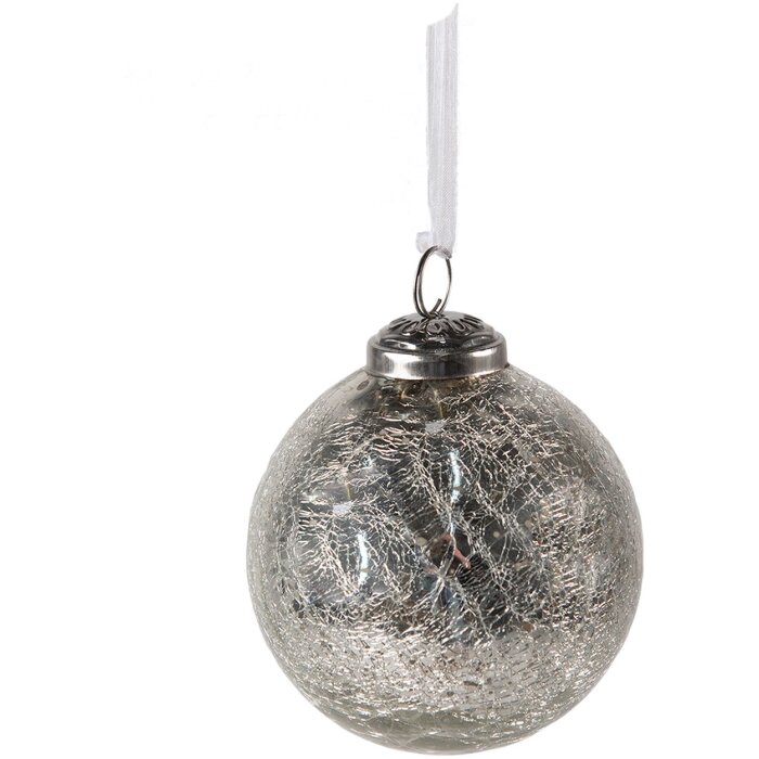 Clayre & Eef 6GL3847 Christmas Ball Ø 9x10 cm Silver Coloured Christmas Ball