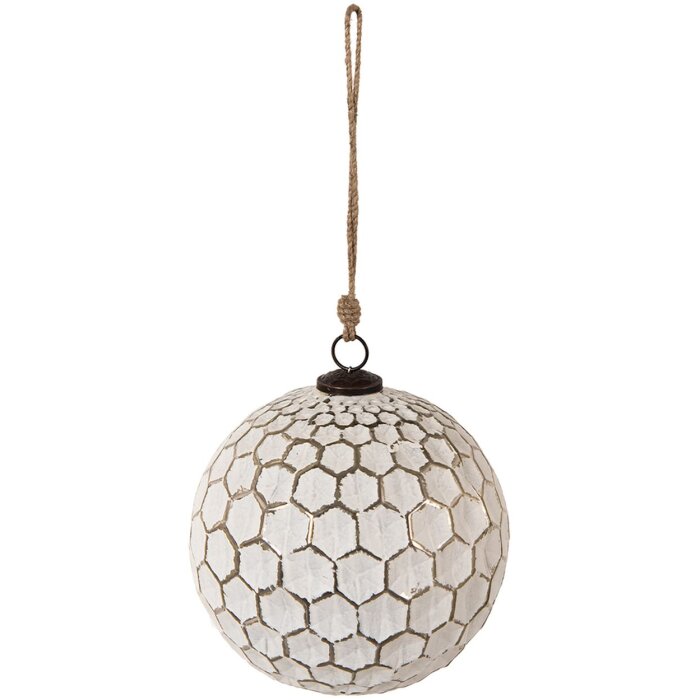 Clayre & Eef 6GL3871 Christmas Ball Ø 20x20 cm White - Silver Coloured