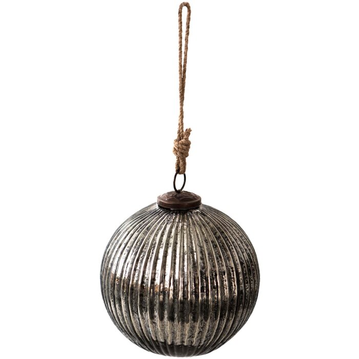 Clayre & Eef 6GL3910 Christmas Ball Ø 15x15 cm Black - Silver Coloured