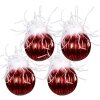 Clayre & Eef 6GL3929 Christmas Ball Ø 10 cm (Set of 4) Red - White