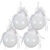 Clayre & Eef 6GL3938 Christmas Ball Ø 8 cm (Set of 4) White Christmas Ball