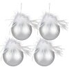 Clayre & Eef 6GL3939 Christmas Tree Ball Ø 10 cm (Set of 4) Silver-coloured - White