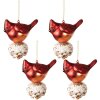 Clayre & Eef 6GL3958 Christmas Ball 11x6x11 cm (Set of 4) Red - White