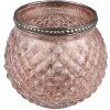 Clayre & Eef 6GL3978 Tealight Holder Ø 10x9 cm Pink Glass Candle Holder