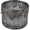 Clayre & Eef 6GL3985 Tealight Holder Ø 9x6 cm Silver Coloured Glass Candle Holder